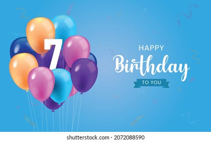 Happy 7th birthday, Greeting card, Vector illustration design.
