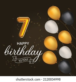 Happy 7th birthday, greeting card, vector illustration design.
