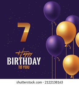 Happy 7th birthday, greeting card, vector illustration design.
