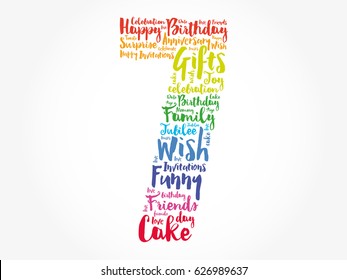 Happy 7th birthday word cloud collage concept