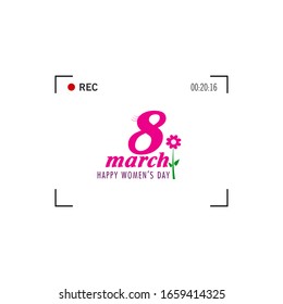 happy 8 march design in focus icon illustration in colorful