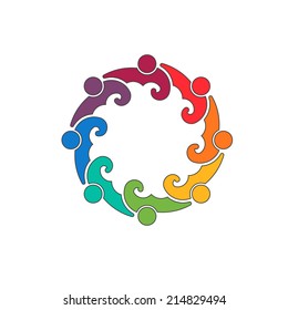 Happy 8 People in convention. Vector icon design