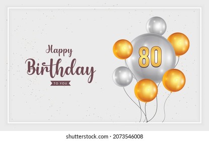 Happy 80 birthday, Greeting card, Vector illustration design.

