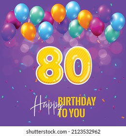 Happy 80th birthday, greeting card, vector illustration design.
