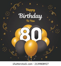 Happy 80th  birthday, greeting card, vector illustration design.
