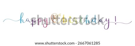 HAPPY 80th BIRTHDAY! vector colorful brush calligraphy banner with swashes
