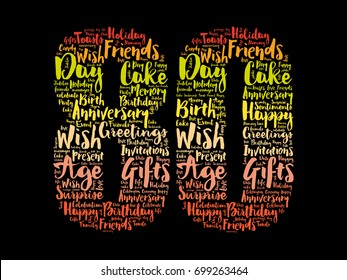 Happy 80th birthday word cloud collage concept