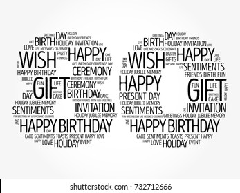 Happy 80th birthday word cloud collage concept