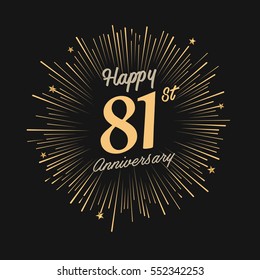 happy 81st anniversary. celebration logo with firework and dark background