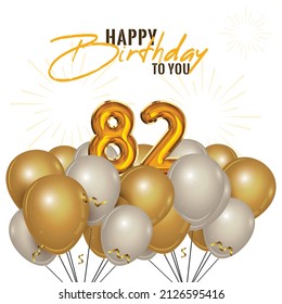 Happy 82nd Birthday Greeting Card Vector Stock Vector (Royalty Free ...