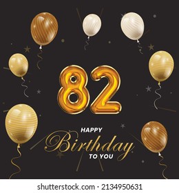 Happy 82nd Birthday Greeting Card Vector Stock Vector (Royalty Free ...