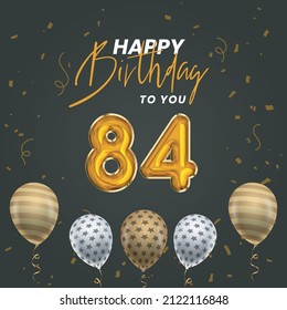 Happy 84th Birthday Greeting Card Vector Stock Vector (Royalty Free ...