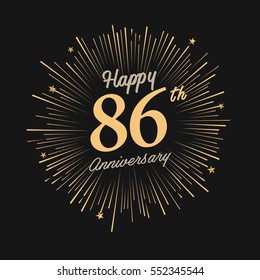 happy 86th anniversary. celebration logo with firework and dark background