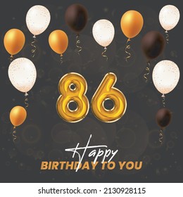 Happy 86th birthday, greeting card, vector illustration design.
