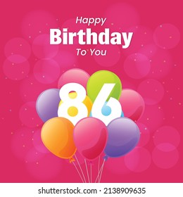 Happy 86th Birthday Greeting Card Vector Stock Vector (Royalty Free ...