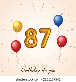 Happy 87th Birthday Greeting Card Vector Stock Vector (Royalty Free ...