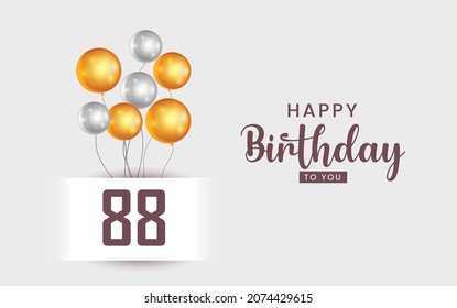 Happy 88 birthday, Greeting card, Vector illustration design.

