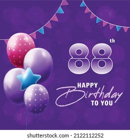 Happy 88th birthday, greeting card, vector illustration design.
