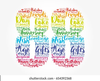 Happy 88th birthday word cloud collage concept