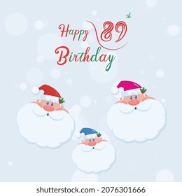 Happy 89th  birthday, Greeting card, Vector illustration design.
