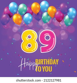 Happy 89th Birthday Greeting Card Vector Stock Vector (Royalty Free ...