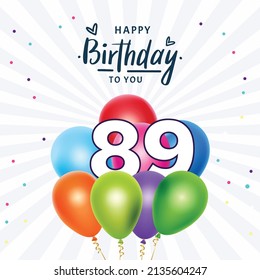 Happy 89th birthday, greeting card, vector illustration design.
