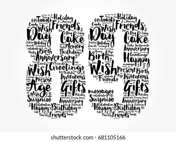 Happy 89th birthday word cloud collage concept
