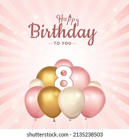 Happy 8th birthday, greeting card, vector illustration design.
