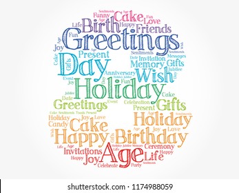 Happy 8th birthday word cloud collage concept