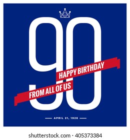 Happy 90 Birthday Anniversary Card (Vector Design)