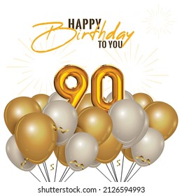 Happy 90th Birthday Greeting Card Vector Stock Vector (Royalty Free ...