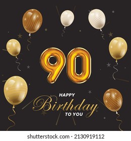 Happy 90th birthday, greeting card, vector illustration design.
