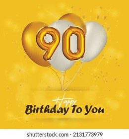 Happy 90th Birthday Greeting Card Vector Stock Vector (Royalty Free ...