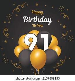 Happy 91st Birthday Greeting Card Vector Stock Vector (Royalty Free ...