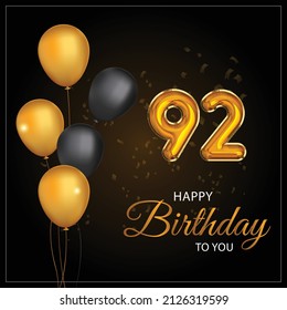 Happy 92nd Birthday Greeting Card Vector Stock Vector (Royalty Free ...