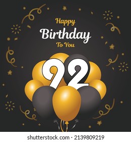 Happy 92nd  birthday, greeting card, vector illustration design.
