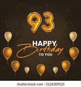 Happy 93rd Birthday Greeting Card Vector Stock Vector (Royalty Free ...