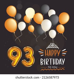 Happy 93rd birthday, greeting card, vector illustration design.
