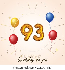 Happy 93rd birthday, greeting card, vector illustration design.
