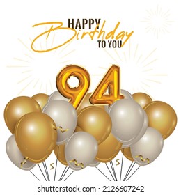 Happy 94th Birthday Greeting Card Vector Stock Vector (Royalty Free ...