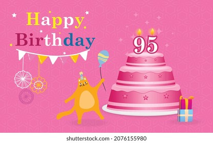 Happy 95  birthday, Greeting card, Vector illustration design.
