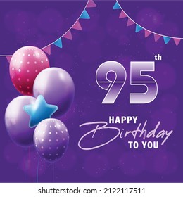 Happy 95th Birthday Greeting Card Vector Stock Vector (Royalty Free ...