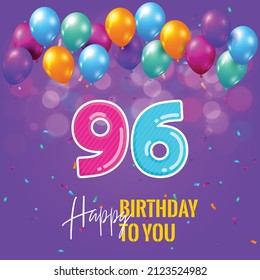 Happy 96th Birthday Greeting Card Vector Stock Vector (Royalty Free ...