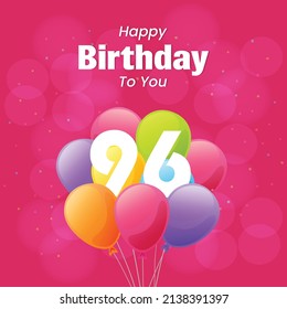 Happy 96th birthday, greeting card, vector illustration design.
