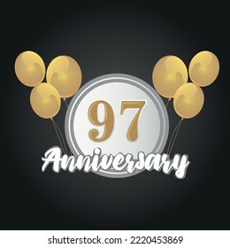 Happy 97th anniversary balloons greeting card background. balloons greeting card background vector design
