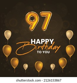 Happy 97th birthday, greeting card, vector illustration design.
