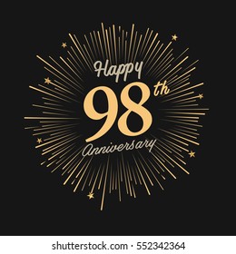 happy 98th anniversary. celebration logo with firework and dark background