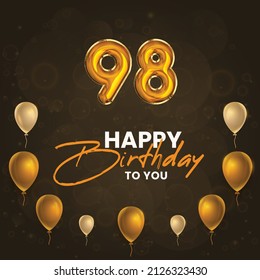 Happy 98th Birthday Greeting Card Vector Stock Vector (Royalty Free ...