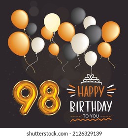 Happy 98th Birthday Greeting Card Vector Stock Vector (Royalty Free ...