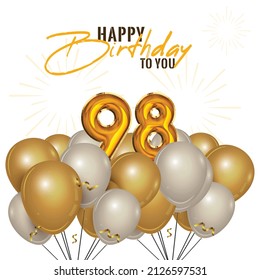 Happy 98th Birthday Greeting Card Vector Stock Vector (Royalty Free ...